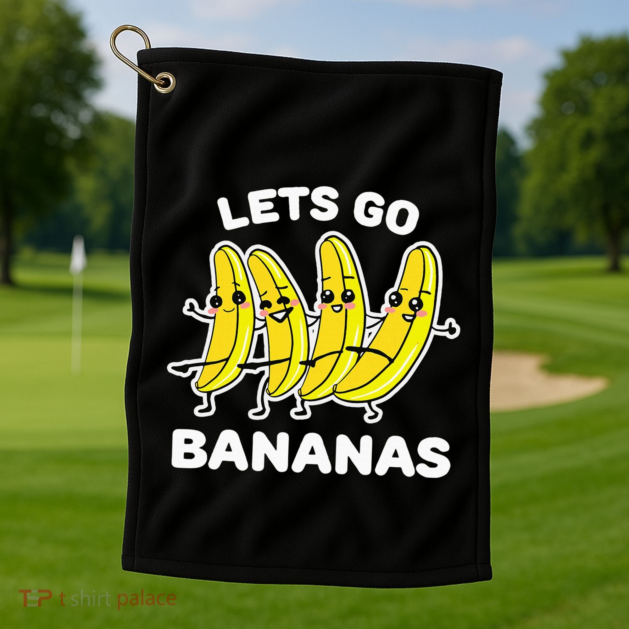 Lets Go Bananas Funny Fruit Pun Banana Golf Towel