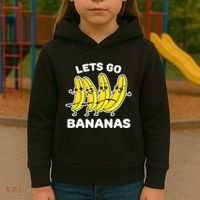 Lets Go Bananas Funny Fruit Pun Banana Kids Hoodie thumb 3