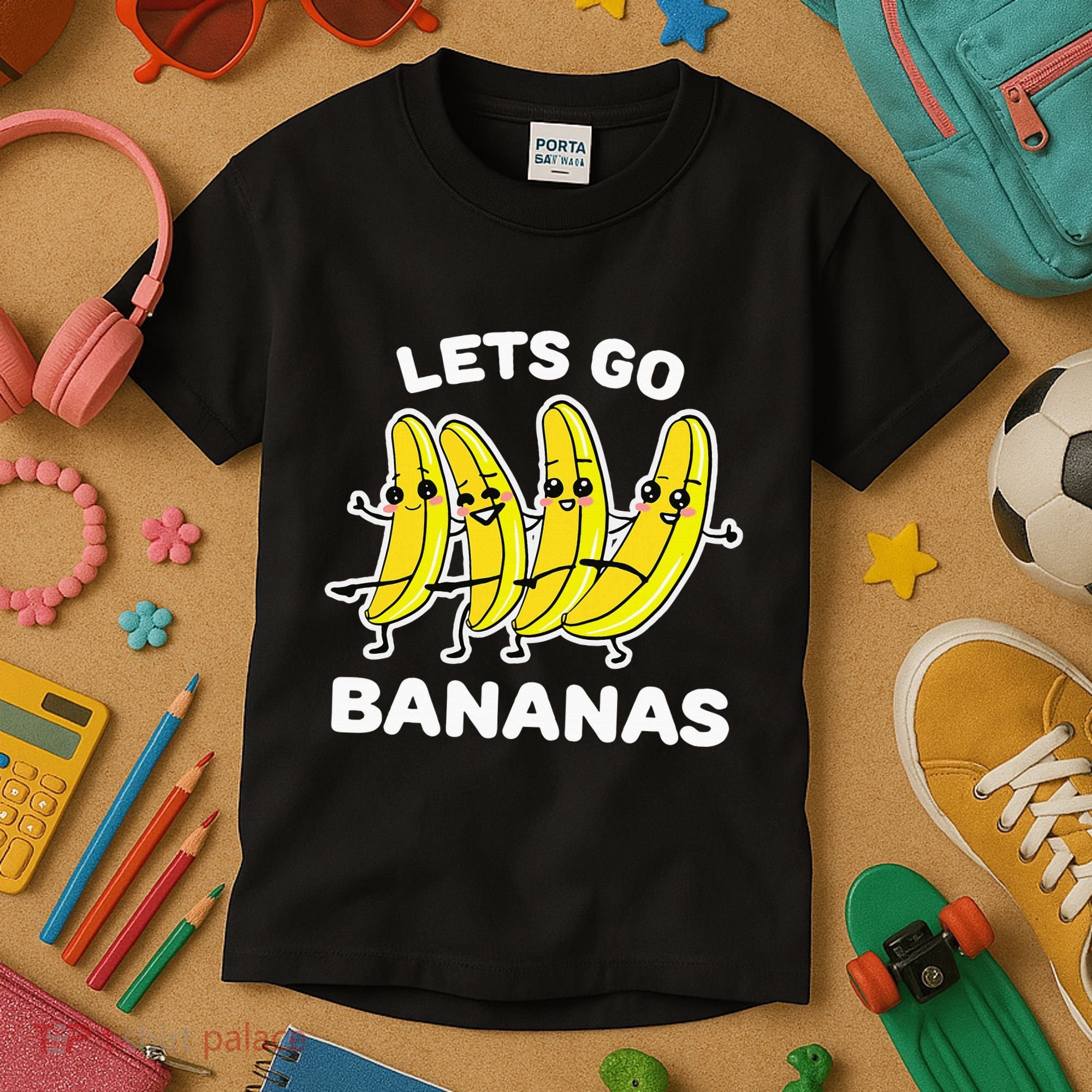 Lets Go Bananas Funny Fruit Pun Banana Kids T-Shirt