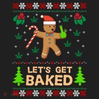 Lets Get Baked Ugly Funny Gift Weed Christmas Gift Xmas Golf Towel thumb 3