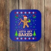 Lets Get Baked Ugly Funny Gift Weed Christmas Gift Xmas Coaster thumb 0