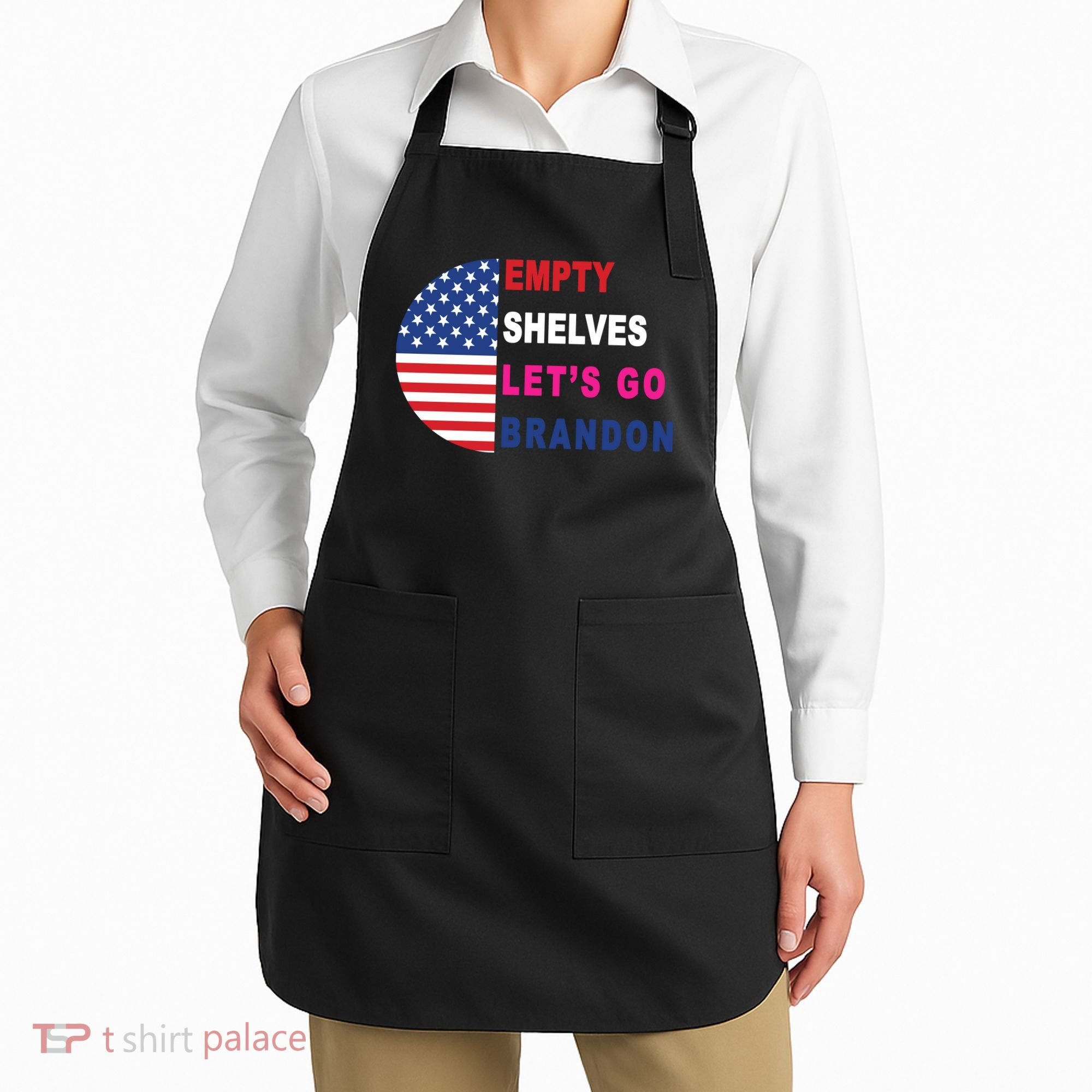 Lets Go Brandon Meme Classic American Flag Half Circle Apron
