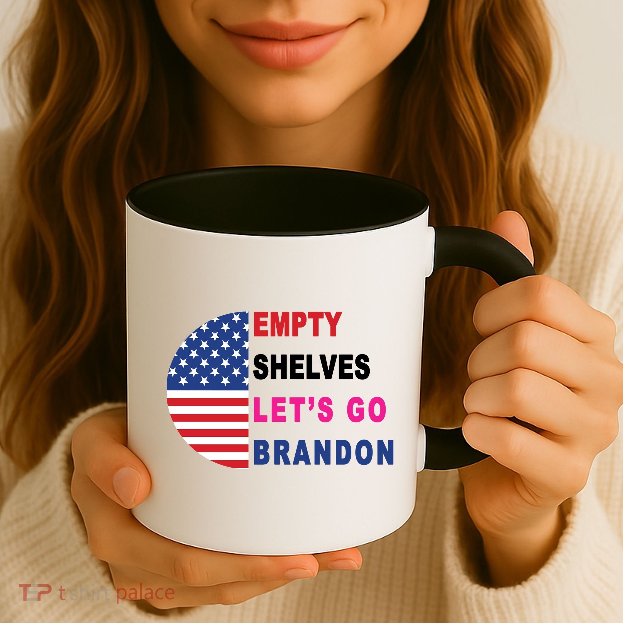 Lets Go Brandon Meme Classic American Flag Half Circle Coffee Mug