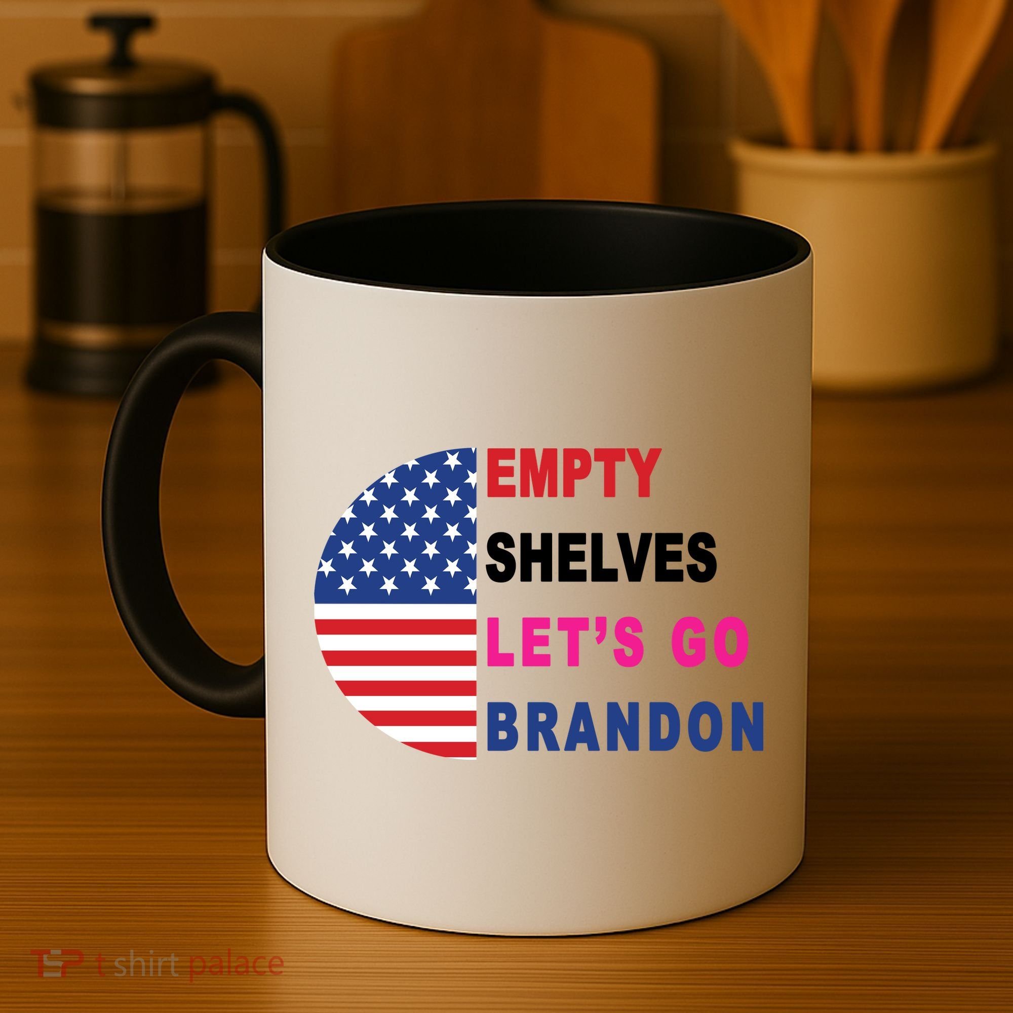 Lets Go Brandon Meme Classic American Flag Half Circle Coffee Mug