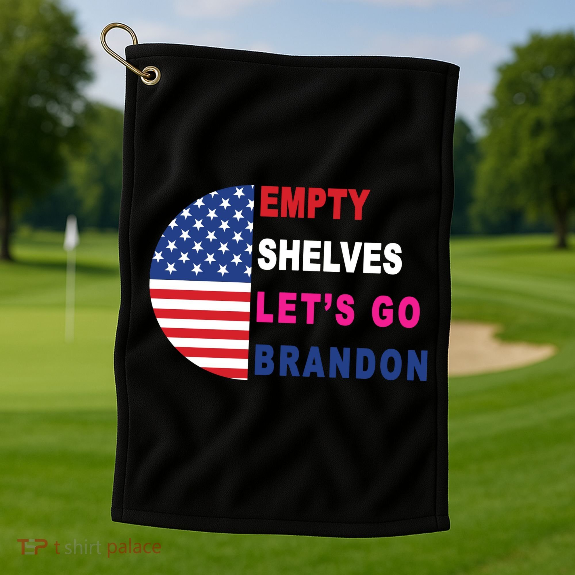 Lets Go Brandon Meme Classic American Flag Half Circle Golf Towel