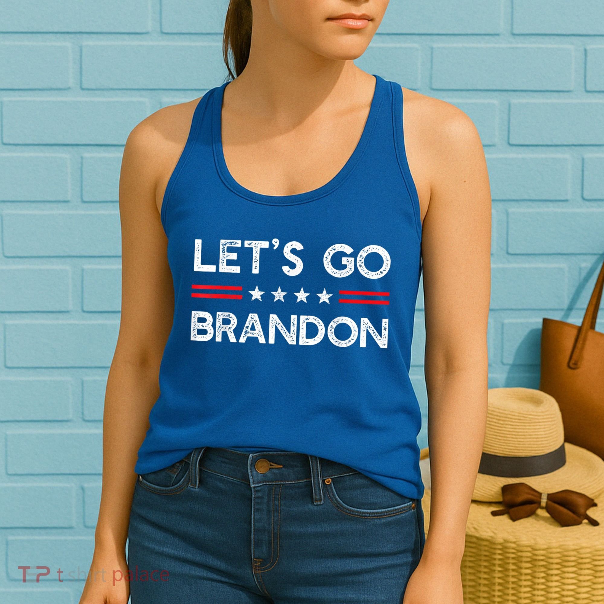 Let’s Go Brandon Conservative US Flag Gift Women's Tank Top