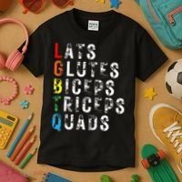 Lats Glutes Biceps Triceps Quads Lgbtq Kids T-Shirt thumb 3