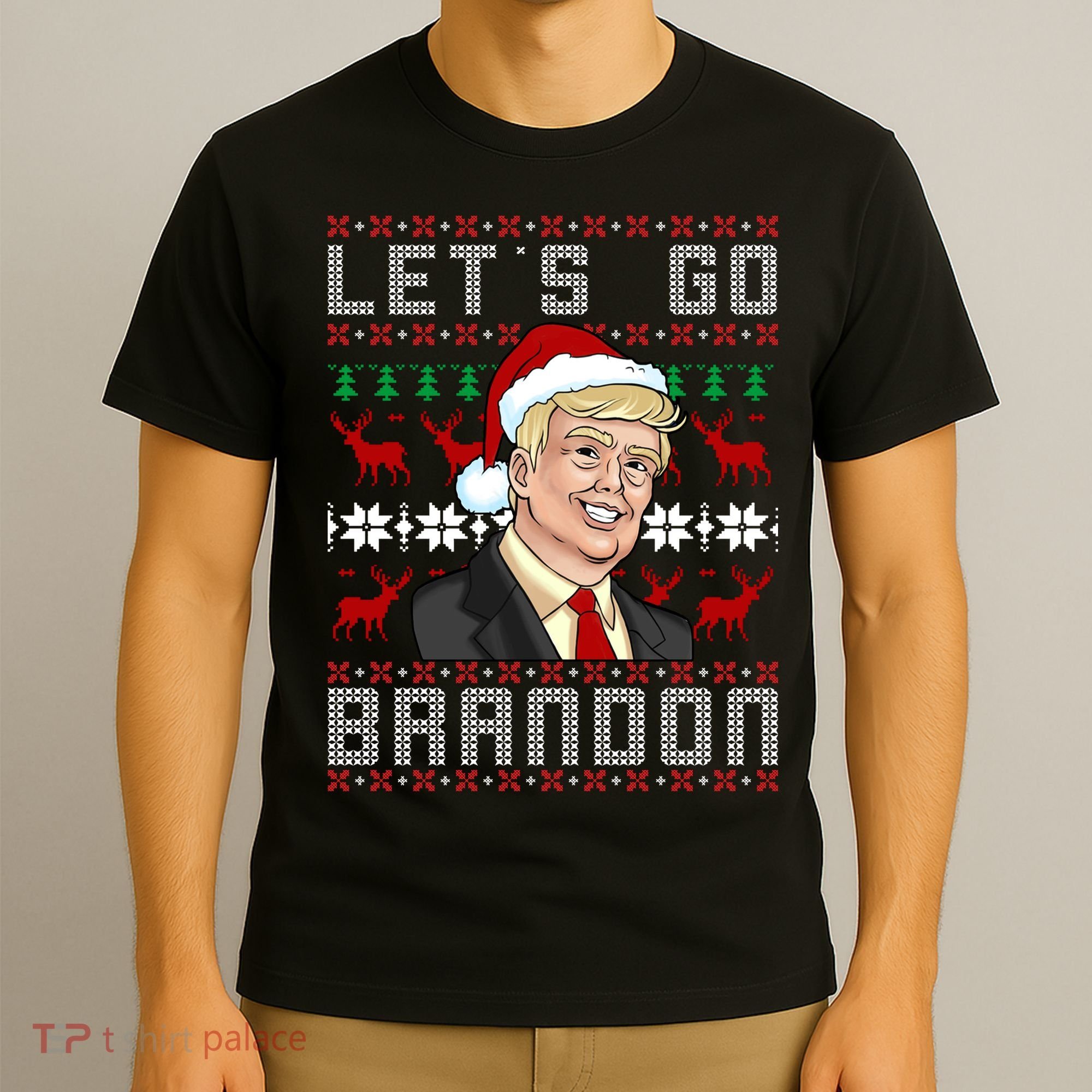 Let's Go Brandon Pro Trump Impeach 46 FJB Biden Ugly Christmas T-Shirt