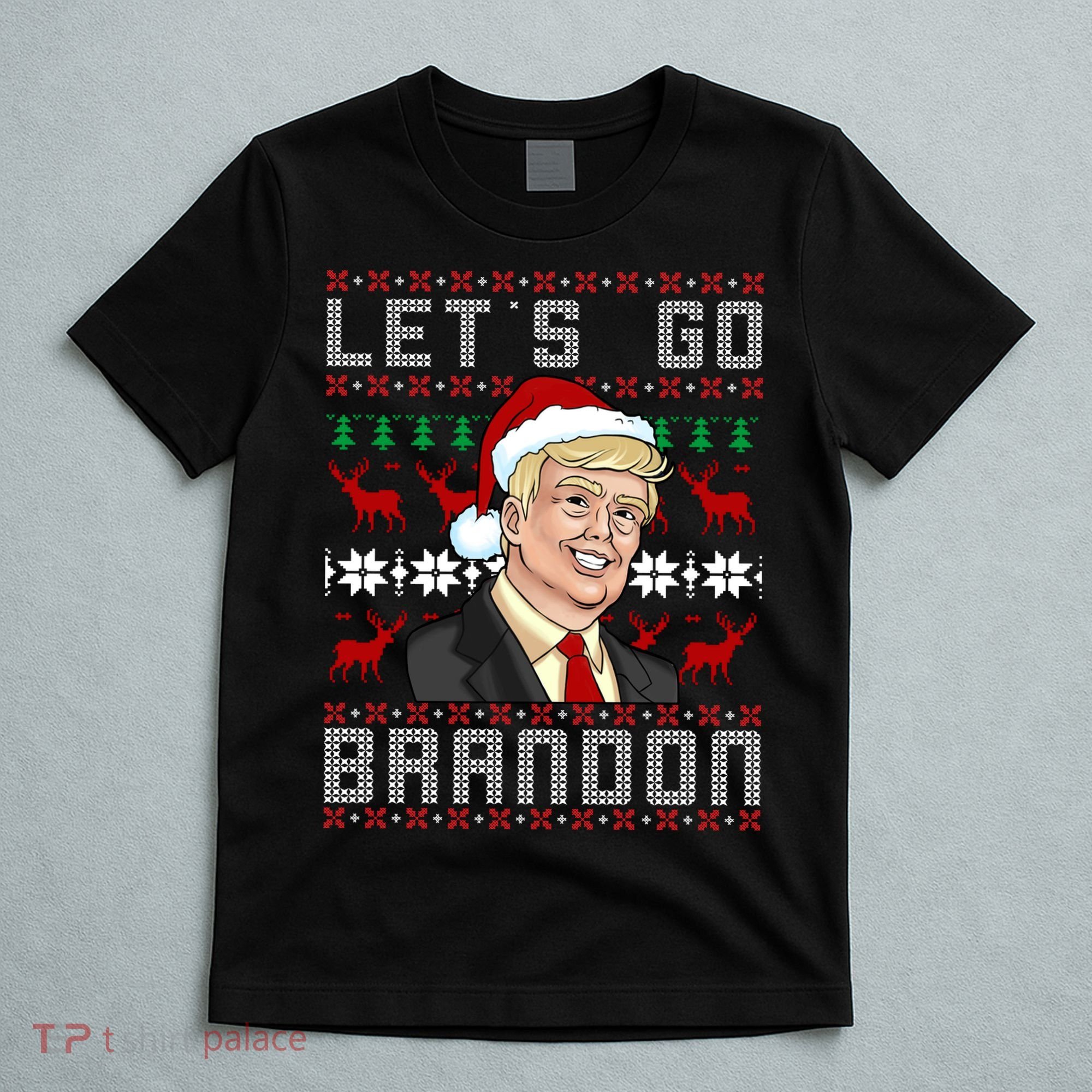 Let's Go Brandon Pro Trump Impeach 46 FJB Biden Ugly Christmas T-Shirt