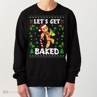 Let's Get Baked Gingerbread Man Weed Funny Christmas Cookie  Women's Sweatshirt thumb 0
