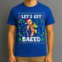 Let's Get Baked Gingerbread Man Weed Funny Christmas Cookie  T-Shirt thumb 3