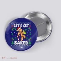 Let's Get Baked Gingerbread Man Weed Funny Christmas Cookie  Button thumb 0
