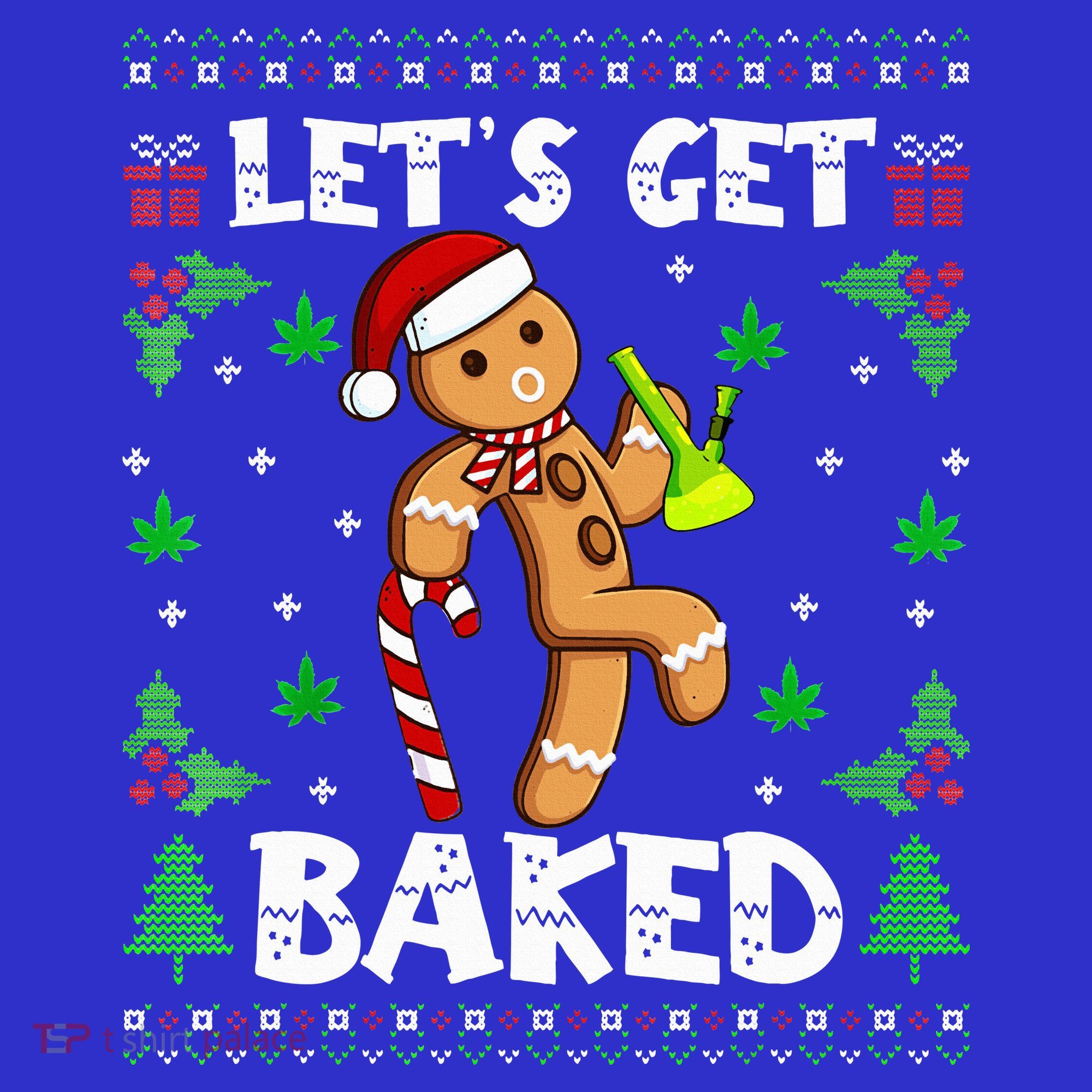 Let's Get Baked Gingerbread Man Weed Funny Christmas Cookie  Mousepad