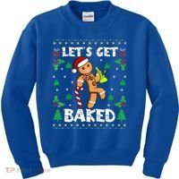 Let's Get Baked Gingerbread Man Weed Funny Christmas Cookie  Kids Sweatshirt thumb 0
