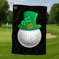 Leprechaun Golf Ball Saint Patrick's Day Irish Gift Golf Towel thumb 1