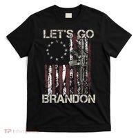 Lets Go Brandon Gun American Flag Patriots Let's Go Brandon T-Shirt thumb 0