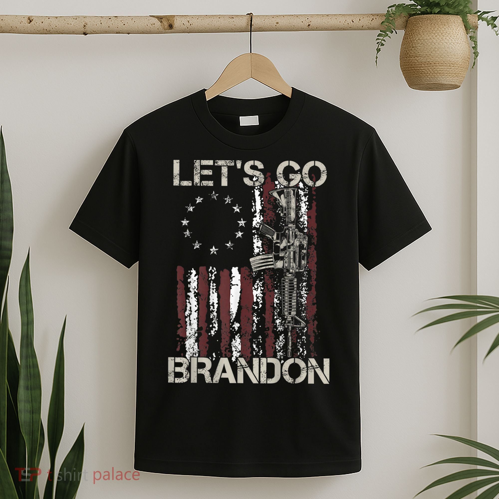 Lets Go Brandon Gun American Flag Patriots Let's Go Brandon T-Shirt