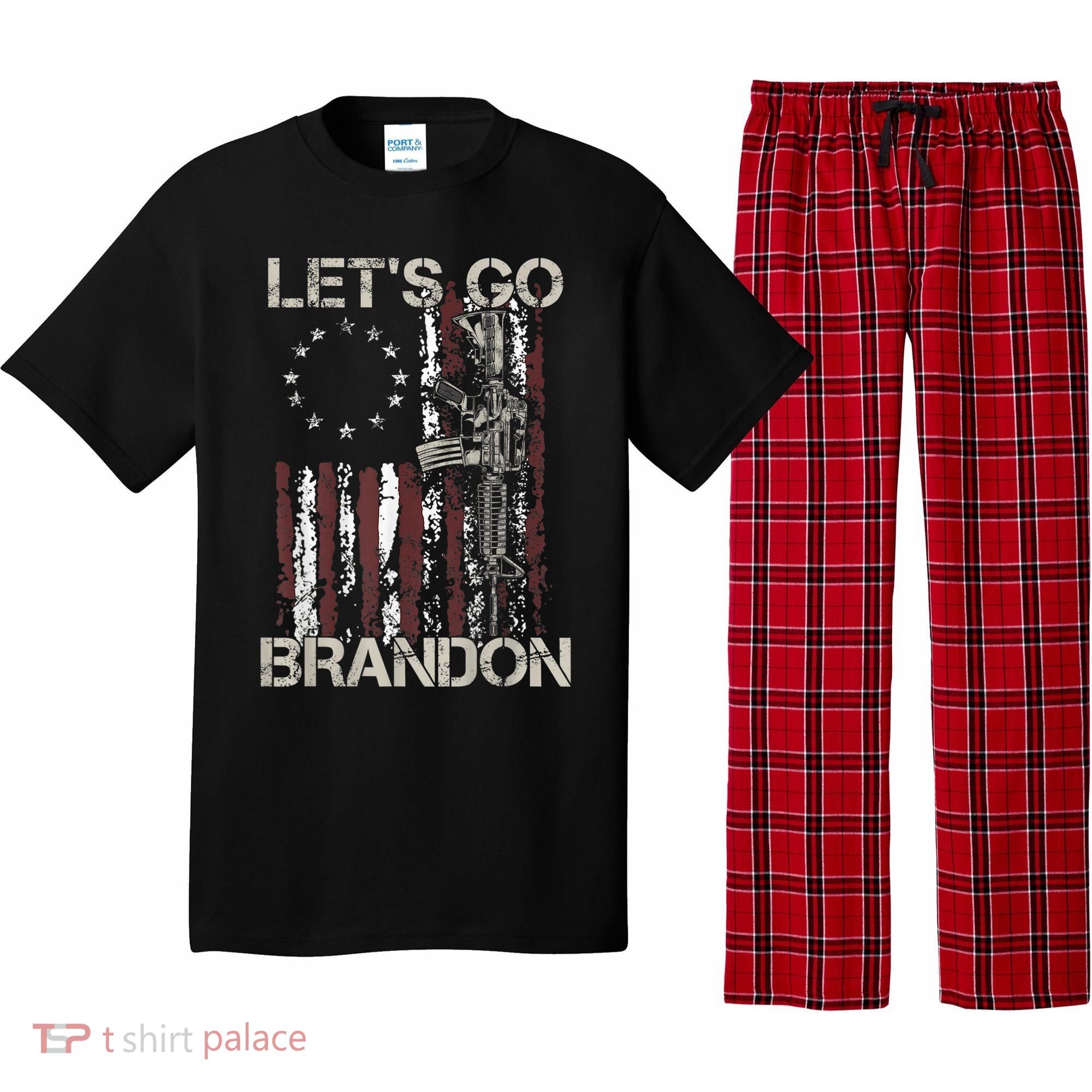 Lets Go Brandon Gun American Flag Patriots Let's Go Brandon Pajama Set