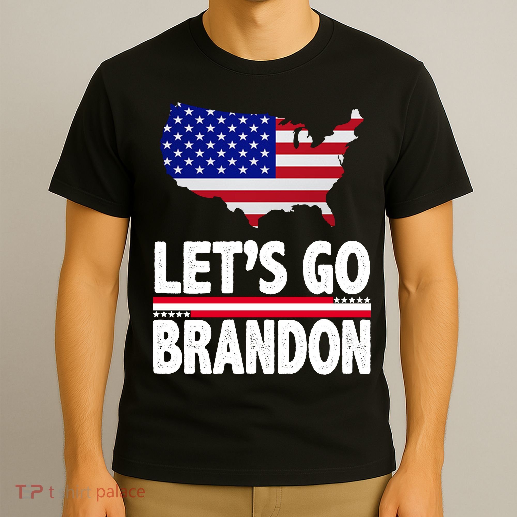 Let's Go Brandon USA American Flag Map T-Shirt
