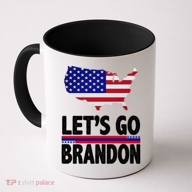 Let's Go Brandon USA American Flag Map Coffee Mug