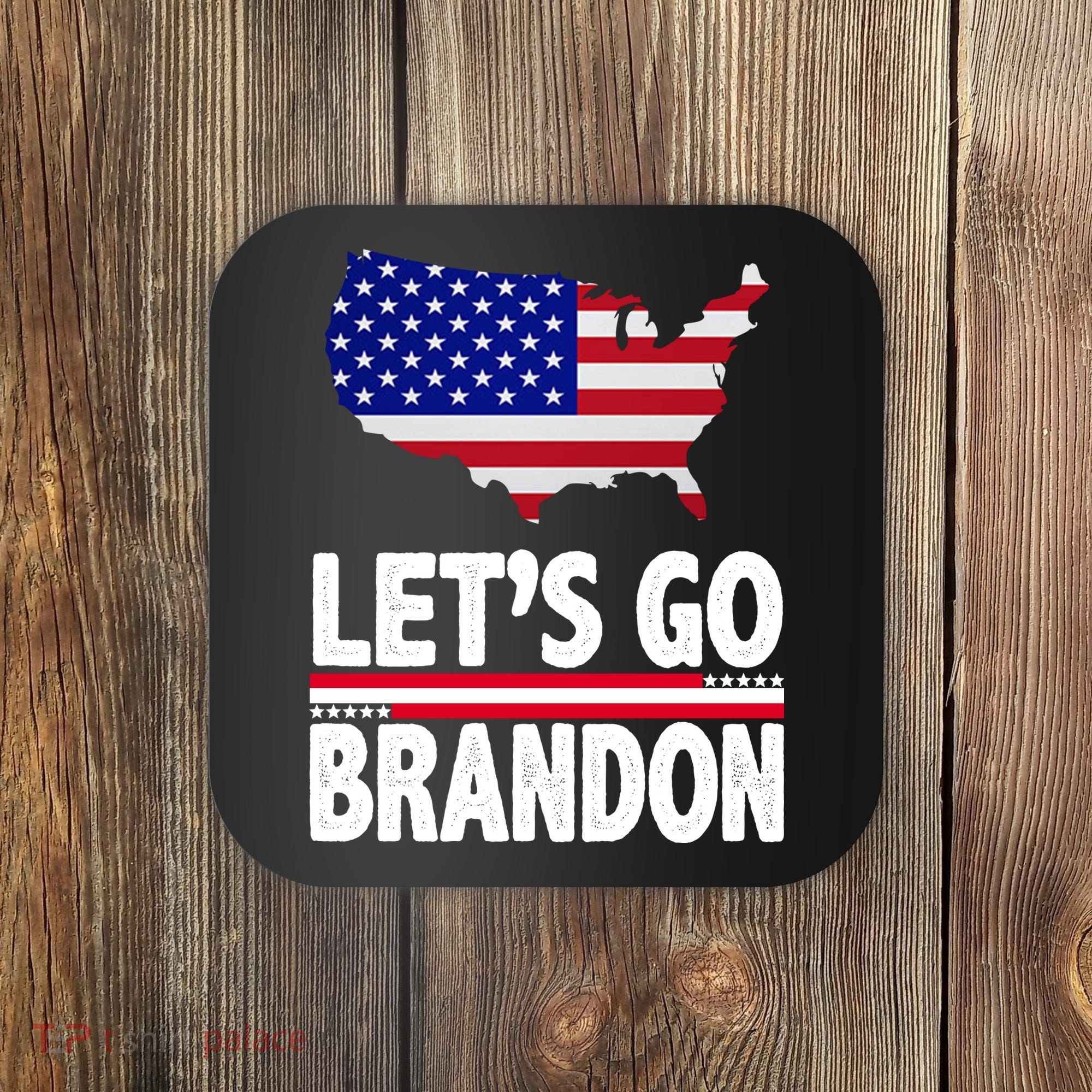 Let's Go Brandon USA American Flag Map Coaster