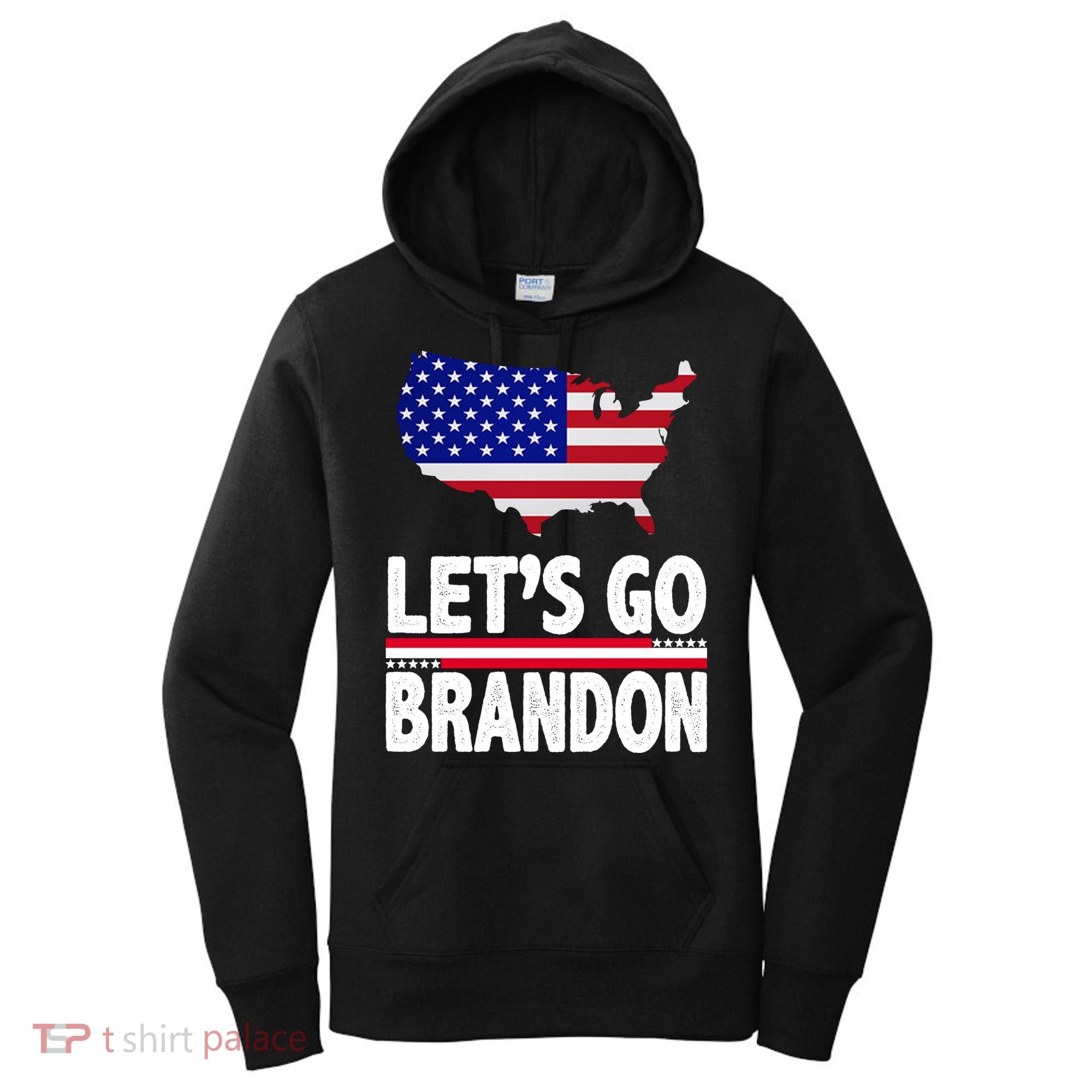 Let's Go Brandon USA American Flag Map Women's Hoodie