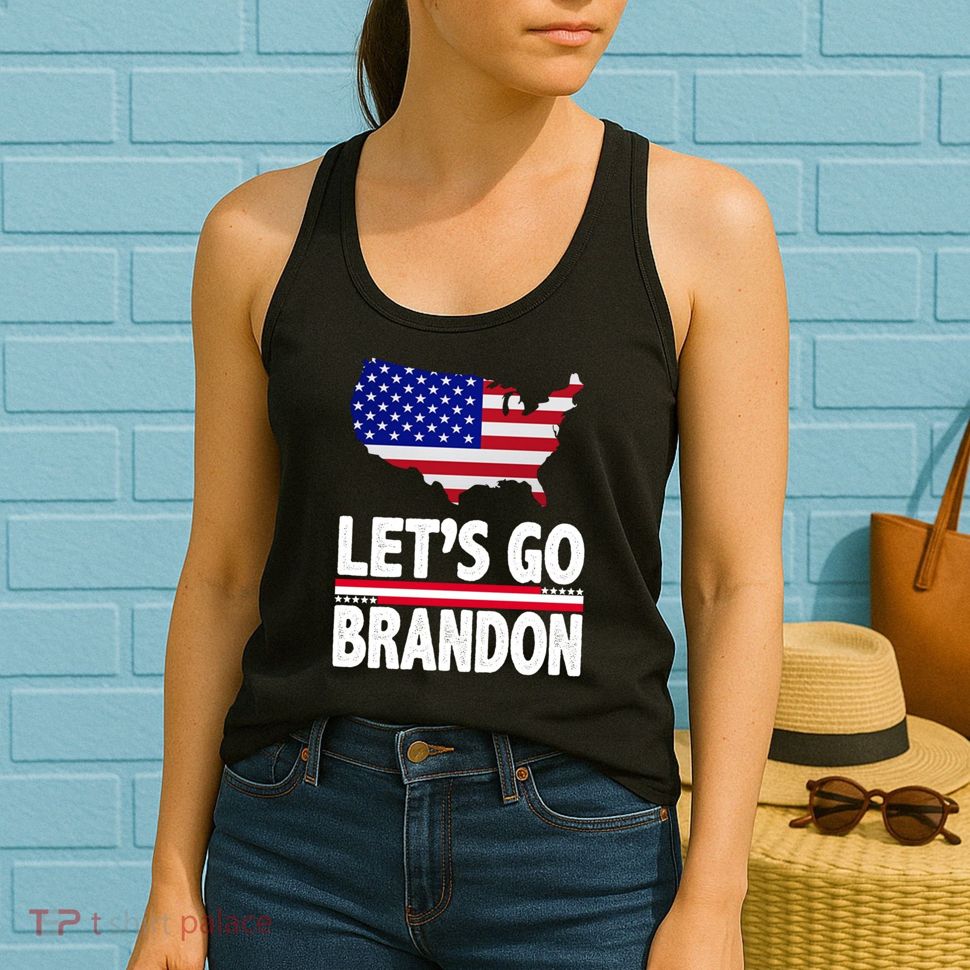 Let's Go Brandon USA American Flag Map Women's Tank Top