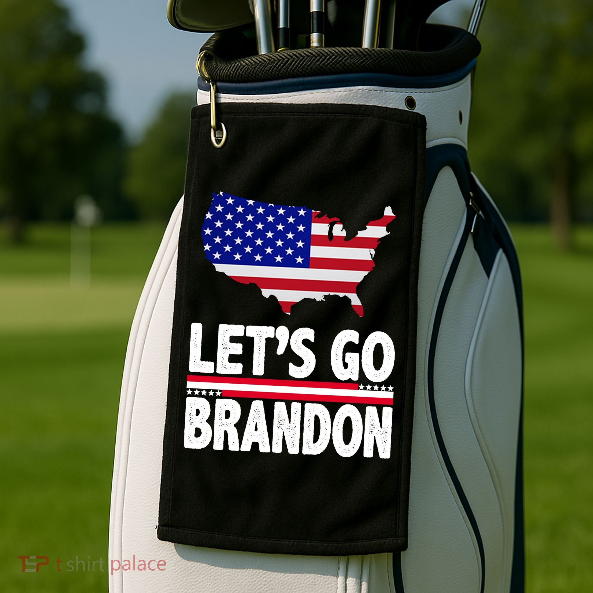 Let's Go Brandon USA American Flag Map Golf Towel
