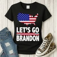 Let's Go Brandon USA American Flag Map Women's T-Shirt thumb 3
