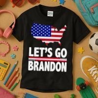 Let's Go Brandon USA American Flag Map Kids T-Shirt thumb 3