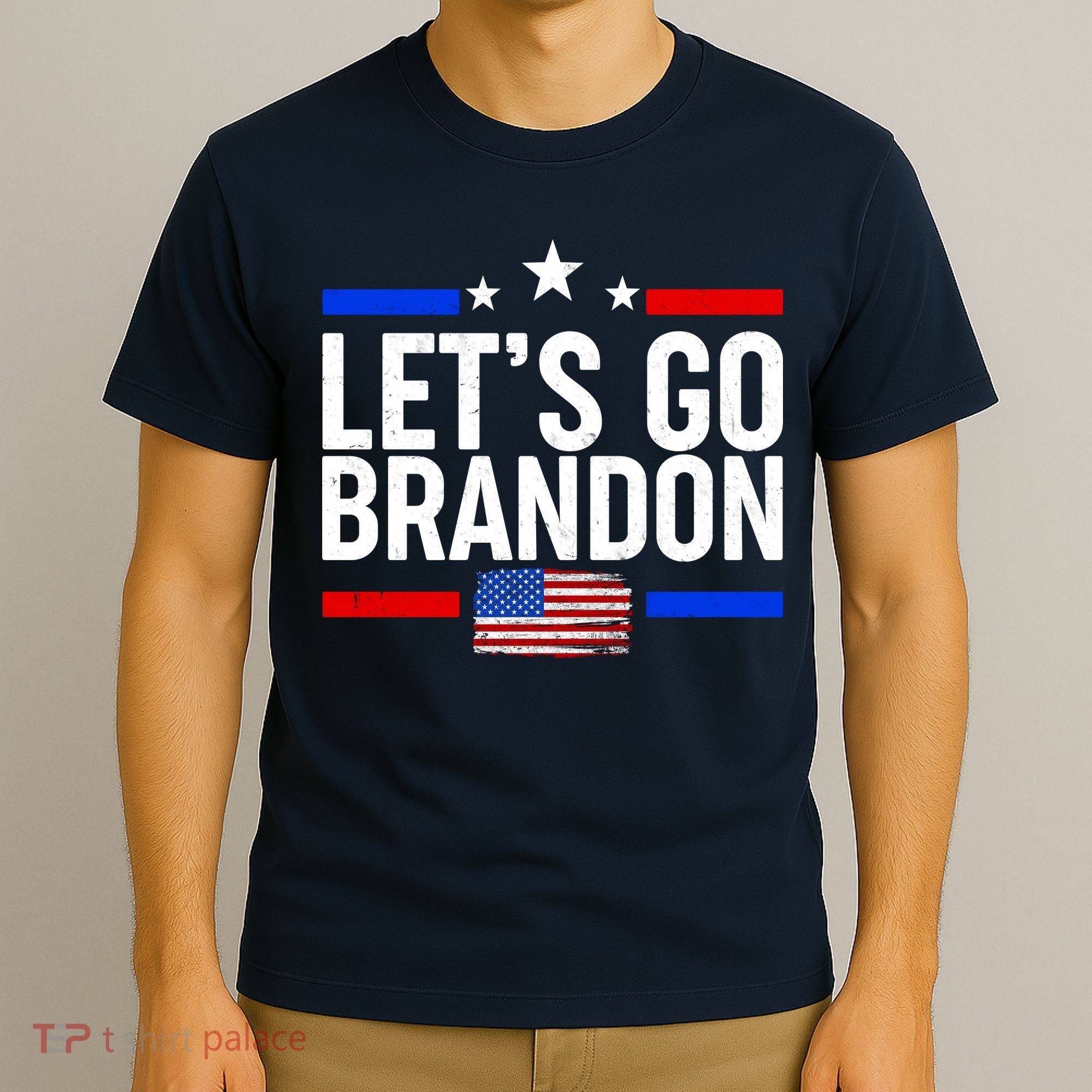 Let's Go Brandon Distress USA Flag FJB Chant T-Shirt