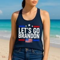 Let's Go Brandon Distress USA Flag FJB Chant Women's Tank Top thumb 2