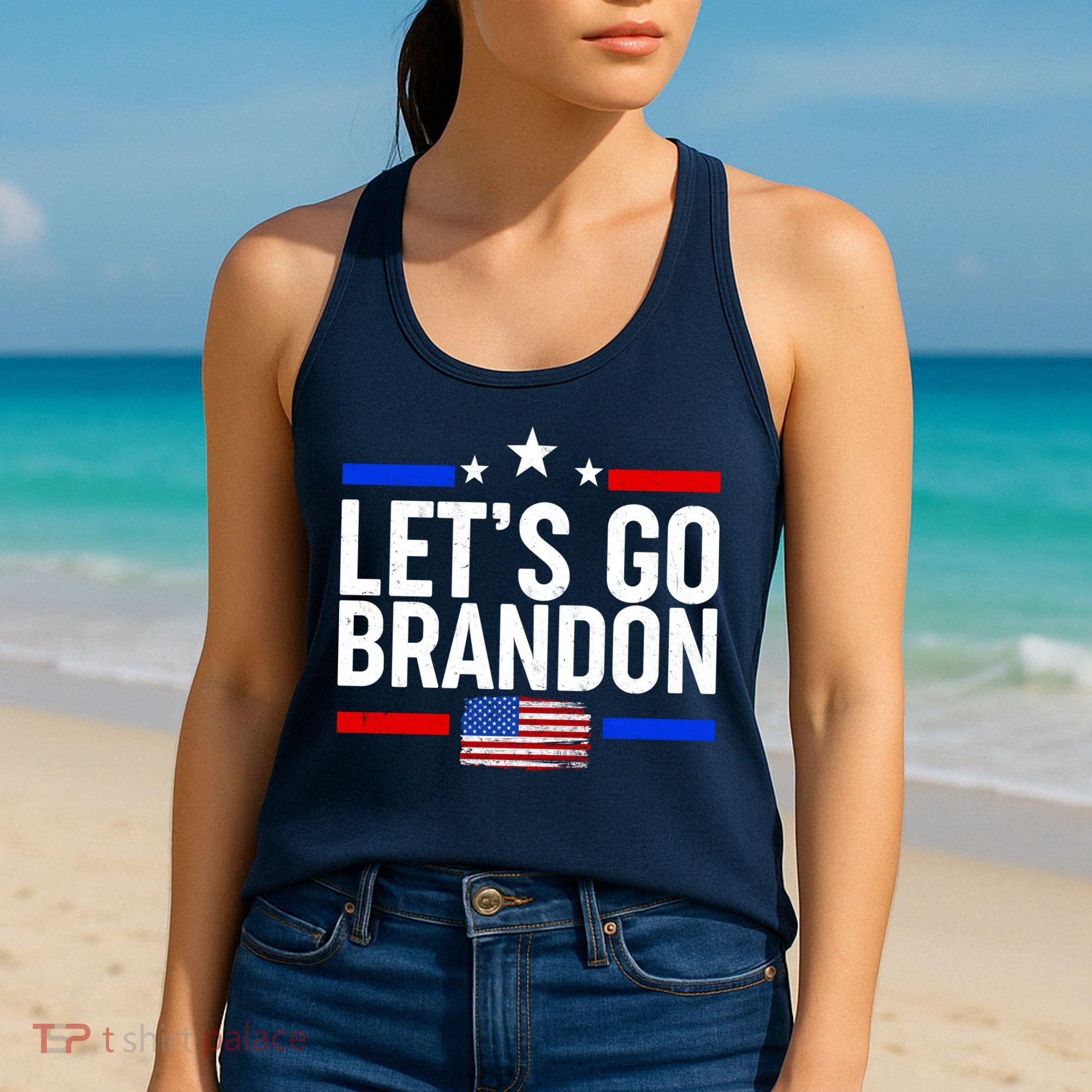 Let's Go Brandon Distress USA Flag FJB Chant Women's Tank Top