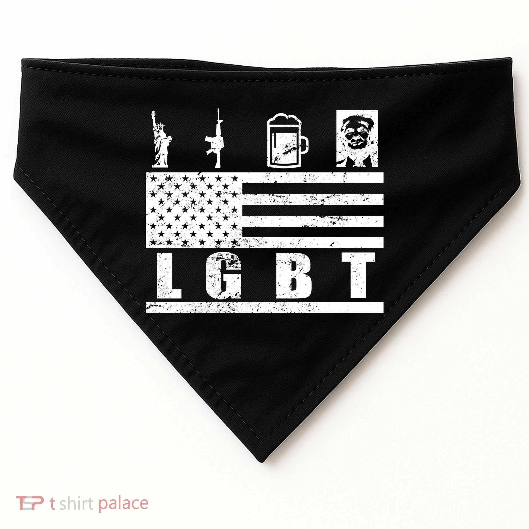 LGBT Distressed Liberty Guns Beer trump USA-Made Doggie Bandana
