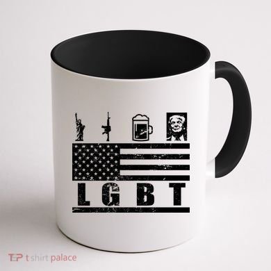 LGBT Distressed Liberty Guns Beer trump Coffee Mug back