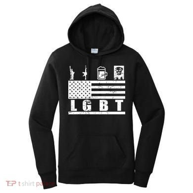 LGBT Distressed Liberty Guns Beer trump Women's Hoodie