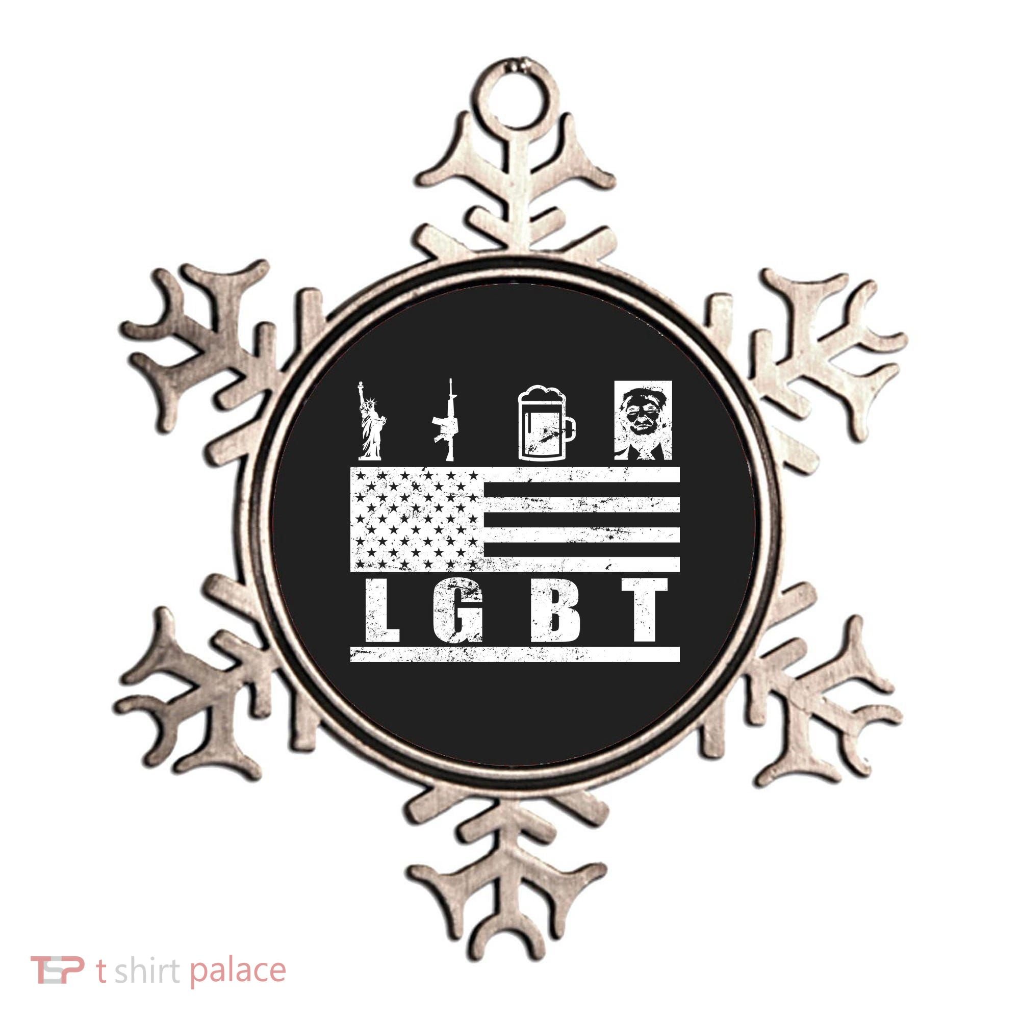 LGBT Distressed Liberty Guns Beer trump Ornament