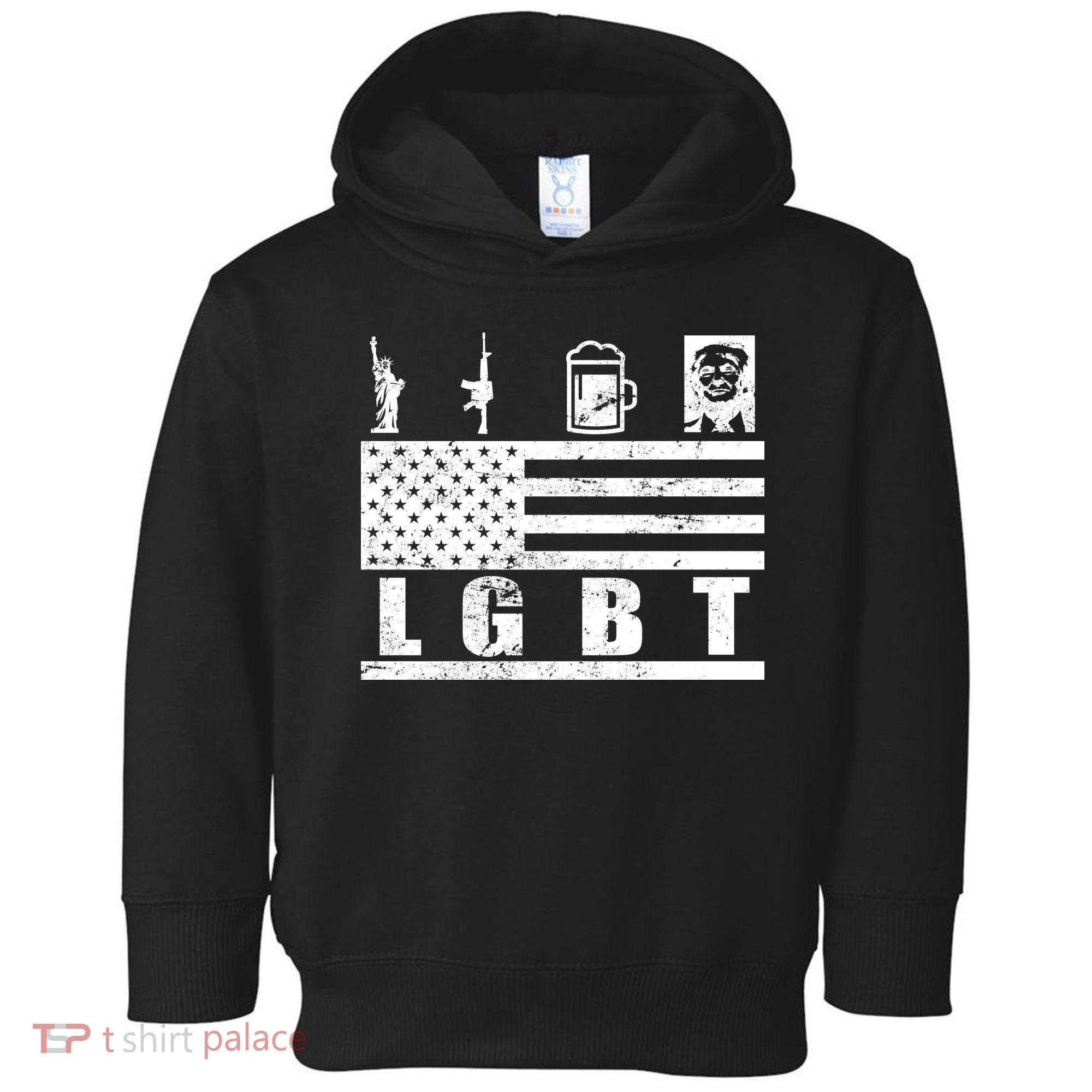 LGBT Distressed Liberty Guns Beer trump Toddler Hoodie