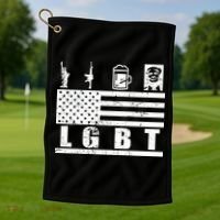 LGBT Distressed Liberty Guns Beer trump Golf Towel thumb 1