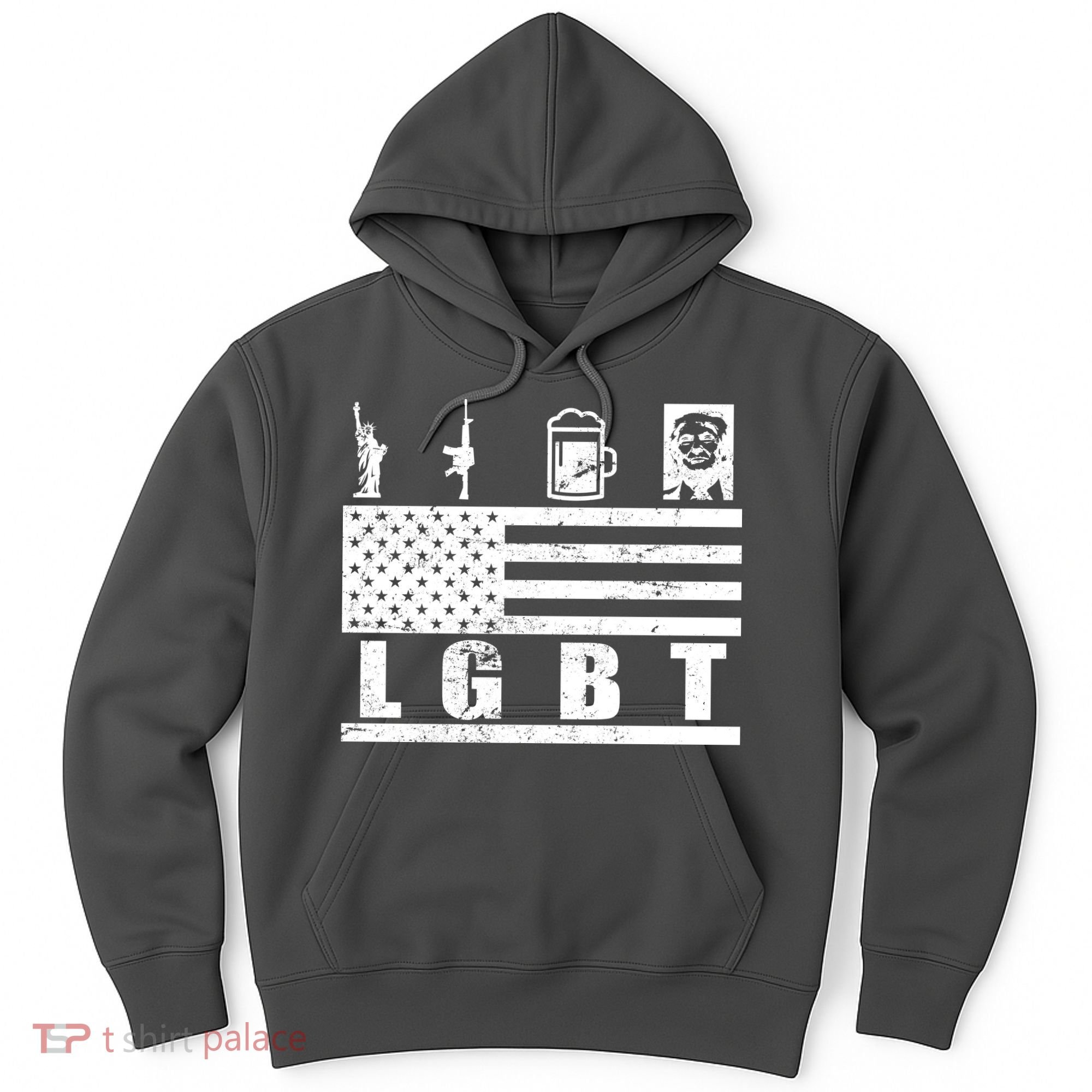LGBT Distressed Liberty Guns Beer trump Hoodie