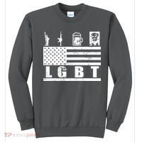 LGBT Distressed Liberty Guns Beer trump Sweatshirt thumb 0