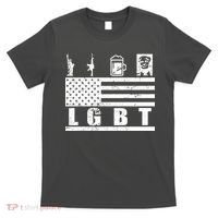LGBT Distressed Liberty Guns Beer trump T-Shirt thumb 0