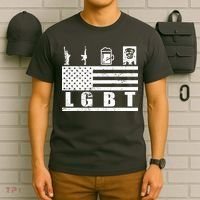 LGBT Distressed Liberty Guns Beer trump T-Shirt thumb 6
