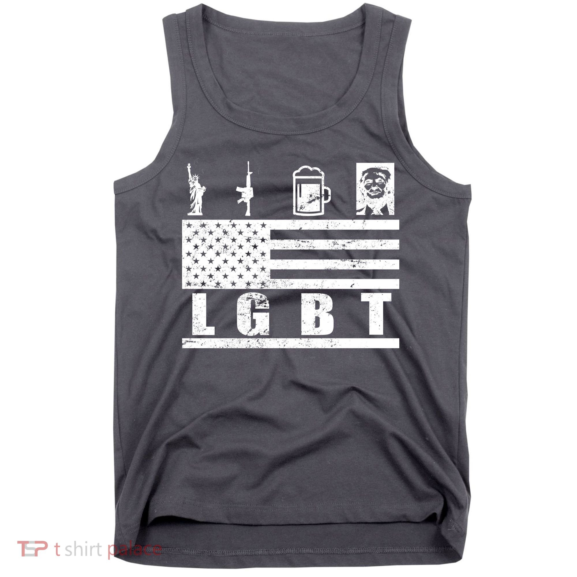 LGBT Distressed Liberty Guns Beer trump Tank Top
