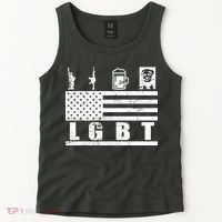 LGBT Distressed Liberty Guns Beer trump Tank Top thumb 2