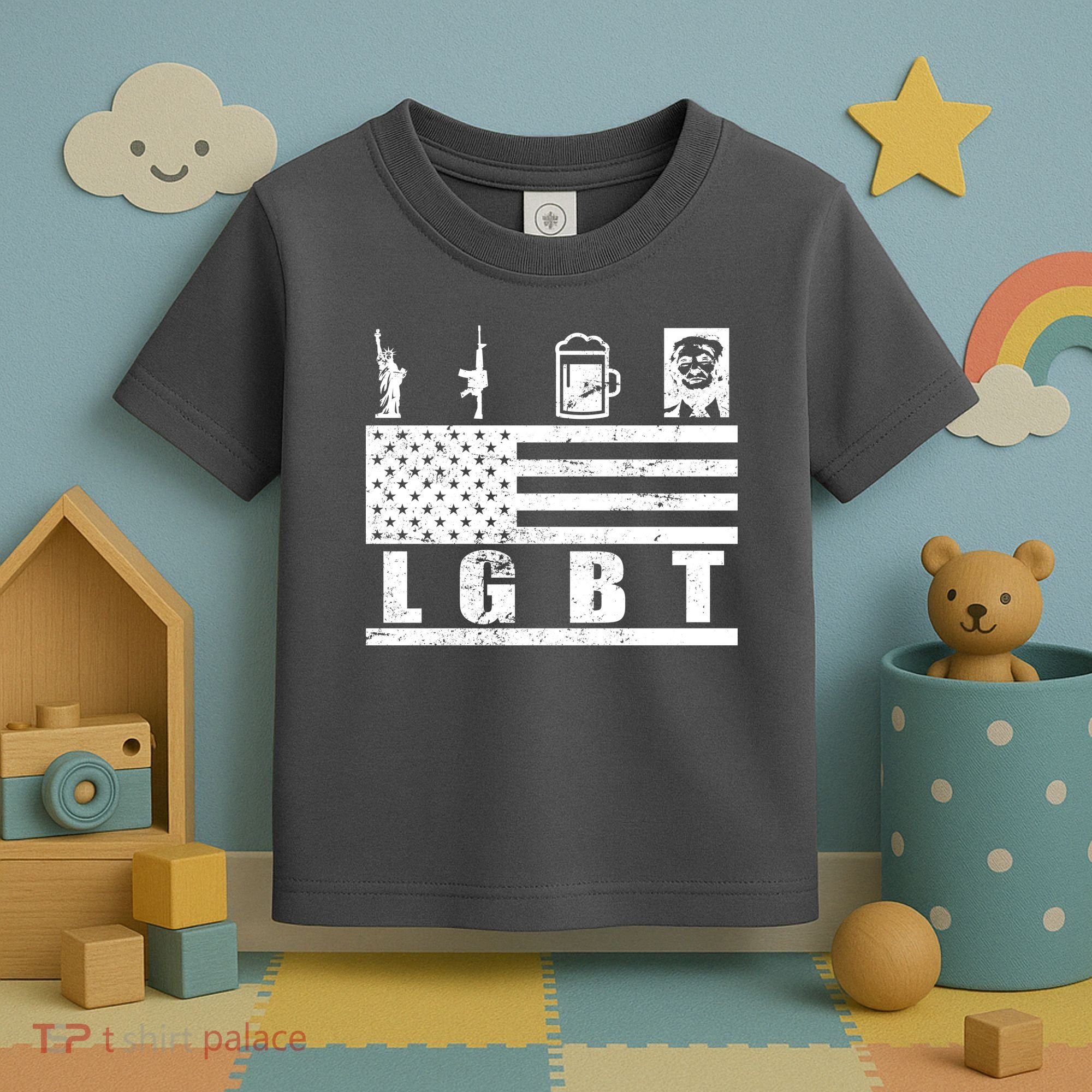 LGBT Distressed Liberty Guns Beer trump Toddler T-Shirt