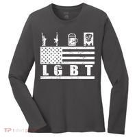 LGBT Distressed Liberty Guns Beer trump Women's Long Sleeve Shirt thumb 0