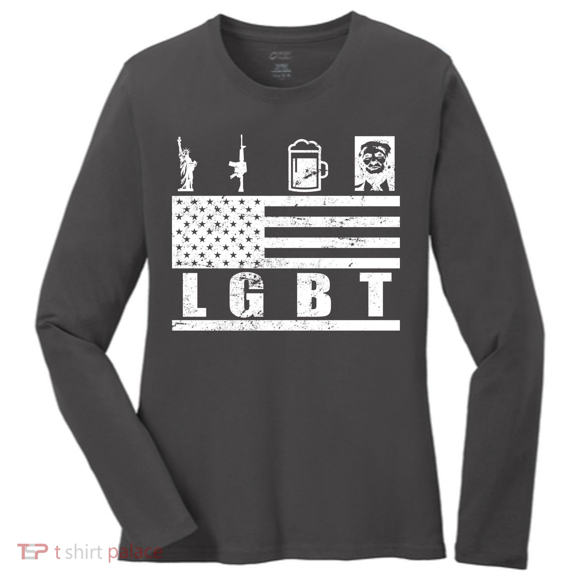 LGBT Distressed Liberty Guns Beer trump Women's Long Sleeve Shirt