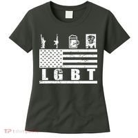 LGBT Distressed Liberty Guns Beer trump Women's T-Shirt thumb 0