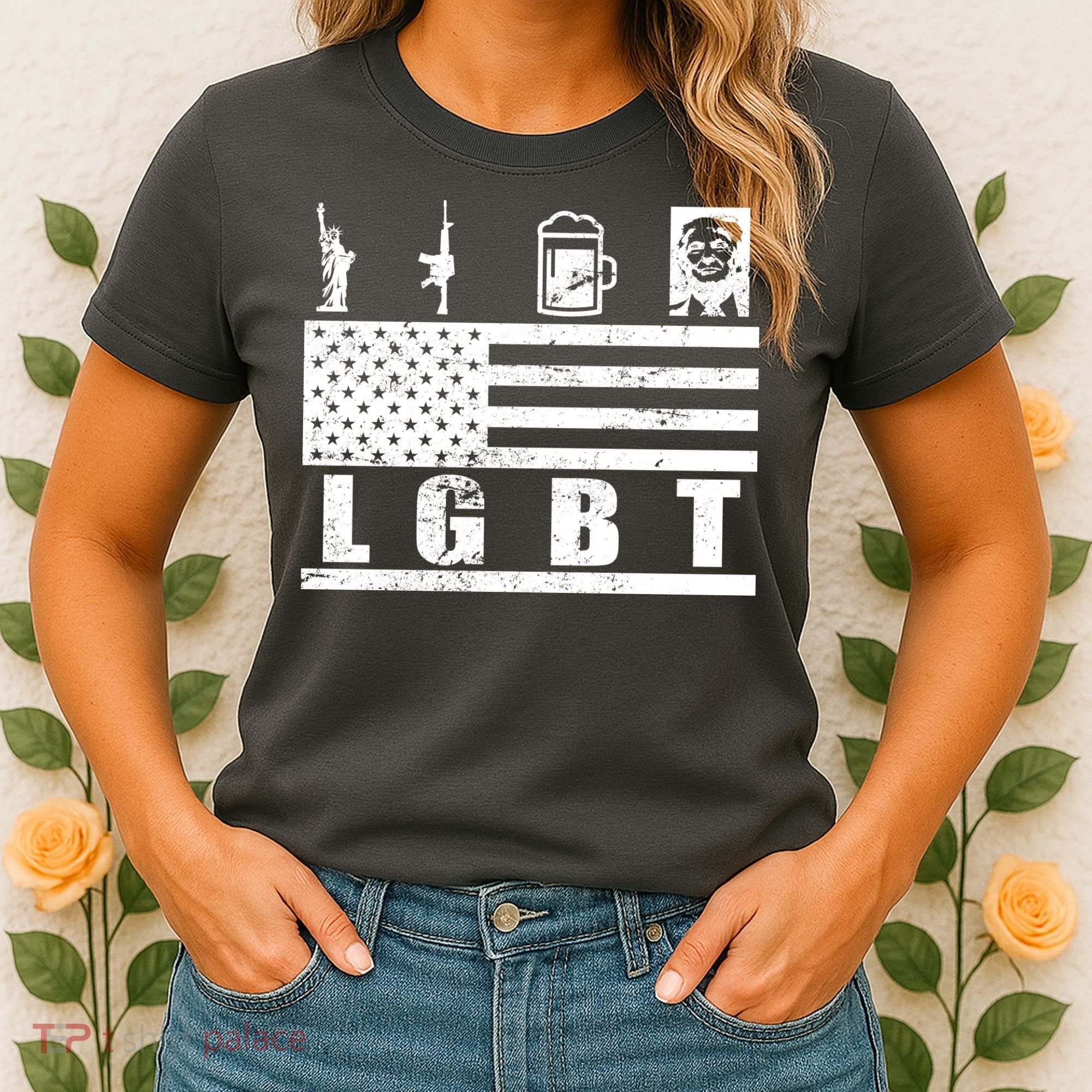 LGBT Distressed Liberty Guns Beer trump Women's T-Shirt